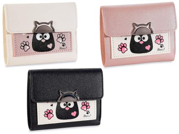 CiccioCats imitation leather wallet with button closure